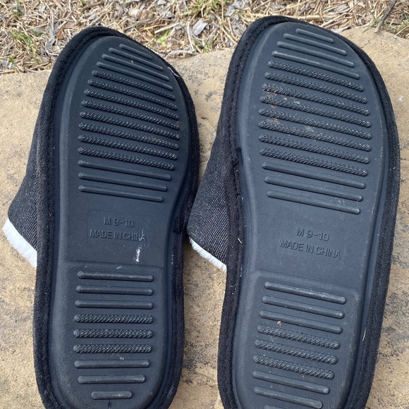 True Religion black denim slippers mens 9/10 faux fur soft comfy loungewear - Picture 7 of 8